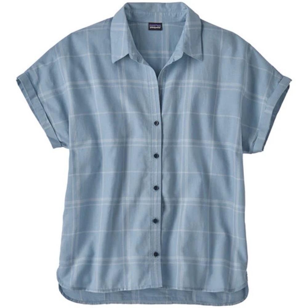 Women’s Lightweight Patagonia “A/C” collared button down, blue (L)